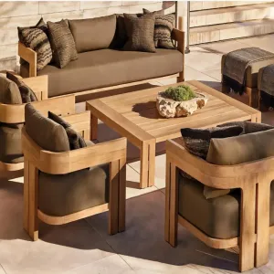 Outdoor Leisure Villa Courtyard Garden Solid Wood Furniture Outdoor Terrace Waterproof Sun protection Teak Sofa Coffee Table