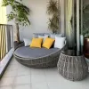 Oval PE Rattan Daybed Cotton Cushion-Modern Aluminum Base Outdoor Furniture Anti-Rust for Hotel Park Villa Patio (Customized