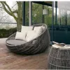 Oval PE Rattan Daybed Cotton Cushion-Modern Aluminum Base Outdoor Furniture Anti-Rust for Hotel Park Villa Patio (Customized