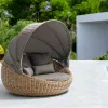 Premium Modern Design Non-Fold PE Rattan Sun Lounger with Cotton Cushions for Villa Hotel Courtyard Use