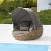 Premium Modern Design Non-Fold PE Rattan Sun Lounger with Cotton Cushions for Villa Hotel Courtyard Use