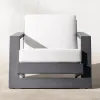 Premium Weatherproof Aluminum Garden Sofa Set Minimalist Outdoor Living Room Furniture High Density Cushion Villa Sofa Set
