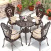 Rotating Mirror Top Cast Aluminum Outdoor Table with French Floral Carved Base for Apartment Villa Hotel Lounge Gym