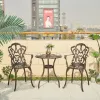 Rotating Mirror Top Cast Aluminum Outdoor Table with French Floral Carved Base for Apartment Villa Hotel Lounge Gym
