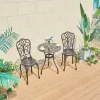 Rotating Mirror Top Cast Aluminum Outdoor Table with French Floral Carved Base for Apartment Villa Hotel Lounge Gym
