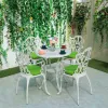 Rotating Mirror Top Cast Aluminum Outdoor Table with French Floral Carved Base for Apartment Villa Hotel Lounge Gym