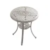 Rotating Mirror Top Cast Aluminum Outdoor Table with French Floral Carved Base for Apartment Villa Hotel Lounge Gym