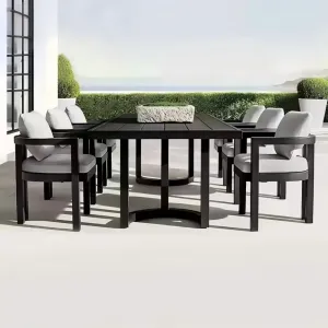 Sleek Aluminum Outdoor Dining Set 4 6 8 Seater Modern Garden Furniture for Luxury Villa and Boutique Resort Garden