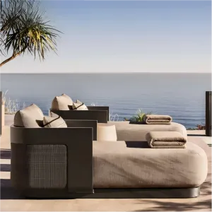 Sleek Eco-Friendly Poolside Aluminum Sun Lounger Adjustable Resort Daybed UV Resistant Outdoor Beach Recliner for Star Courtyard