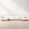 Solid Teak Wood Sofa with Storage Weather-Resistant Outdoor Furniture