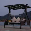 Stylish 3-Seater Metal Patio Furniture Durable Outdoor Leisure Swing Canopy Gazebo Bed Frame Queen Size Home Cushions Pergola