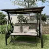 Stylish 3-Seater Metal Patio Furniture Durable Outdoor Leisure Swing Canopy Gazebo Bed Frame Queen Size Home Cushions Pergola