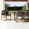 Sustainable Grade A Teak Wood Outdoor Dining Set with Large Rectangular Table for Luxury Villa and Beach Resort Patio