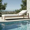 Sustainable Grade A Teak Wood Outdoor Sunbed with Adjustable Back for Luxury Villa Poolside and Beach Resort Terrace