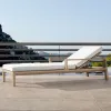 Sustainable Grade A Teak Wood Outdoor Sunbed with Adjustable Back for Luxury Villa Poolside and Beach Resort Terrace