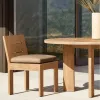 Sustainable Solid Teak Wood Outdoor Dining Set for Luxury Villa Garden and Contemporary Resort Hotel Patio Dining Space