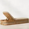 Sustainable Solid Teak Wood Outdoor Sunbed for Luxury Villa Poolside Garden and Contemporary Resort Hotel Patio Deck Area