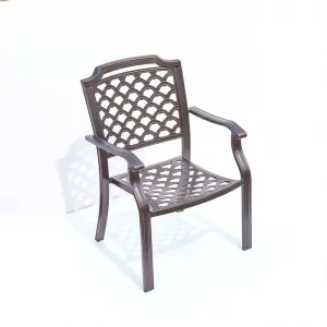 Victorian Scroll European Durable Cast Aluminum Patio Dining Chair with Turned Legs for Courtyard Use