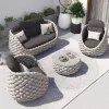 Villa Hotel Outdoor Furniture Conversation Lounge Sofa Set Rope Weaving Patio Garden Living Room One Seater Sofa Chair Durable