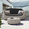 Villa Hotel Outdoor Furniture Conversation Lounge Sofa Set Rope Weaving Patio Garden Living Room One Seater Sofa Chair Durable