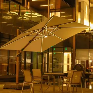 Waterproof Foldable 3x3m Square Roman Sun Umbrella with Plastic Base for Villa Hotel Hospital Outdoor Furniture