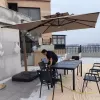 Waterproof Foldable 3x3m Square Roman Sun Umbrella with Plastic Base for Villa Hotel Hospital Outdoor Furniture