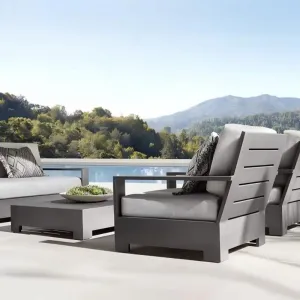 Weatherproof Aluminum Outdoor Corner Sofa Set Modern Garden Sectional Furniture for Luxury Resort Terrace and Pool Area