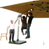 White Square Garden Outdoor Umbrella Aluminum Centre Pole Plastic Base Outdoor Furniture Includes Storage Stand Holder