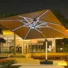 White Square Garden Outdoor Umbrella Aluminum Centre Pole Plastic Base Outdoor Furniture Includes Storage Stand Holder