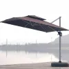 White Square Garden Outdoor Umbrella Foldable Design Big Size Centre Pole Plastic Base Outdoor Furniture Convenient Storage