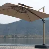 White Square Garden Outdoor Umbrella Foldable Design Big Size Centre Pole Plastic Base Outdoor Furniture Convenient Storage