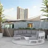 Alihola Modern Fashion Aluminum Rotating Sofa Set Luxury Outdoor Furniture Waterproof PE Rattan Plastic Cushions for Patio Park