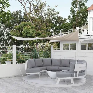 Alihola Modern Outdoor Garden Furniture Set Luxury Aluminum Rotating Sofa with Weather-Resistant Cushions for Patio Leisure