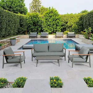 All-Weather Modern Outdoor Seating Set Durable Garden Teak Terrace Sofa Stylish Garden Furniture