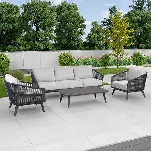 Aluminum 3-Seater Outdoor Sofa Garden Patio Furniture for Courtyard for Single Sofa Use