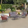 Aomori Luxury Modern Aluminium Outdoor Furniture Contemporary Waterproof Lounge Couch Sofa Set for Patio Courtyard Garden Sofas