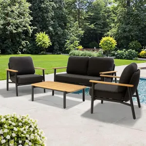Baochin 4-Piece Modern Leisure Aluminum Outdoor Garden Sofa Set for Patio Courtyard Hotel Villa Swimming Pool