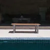 Best Seller Modern Design Natural Teak Wood Sofa Set 3 Seater Dark Grey Cushion Hotel Garden Outdoor Furniture