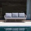 Best Seller Modern Design Natural Teak Wood Sofa Set 3 Seater Dark Grey Cushion Hotel Garden Outdoor Furniture