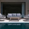 Best Seller Modern Design Natural Teak Wood Sofa Set 3 Seater Dark Grey Cushion Hotel Garden Outdoor Furniture