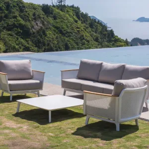 Best Selling Modern Patio Furniture Sectional Sofa Set Durable Rattan Metal Fabric for Garden Courtyard or Hotels