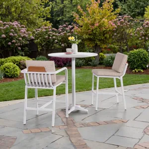 Contemporary Outdoor Dining Set Modern Aluminum Furniture Wood Table and Chairs for Garden Use