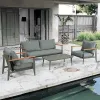 Contemporary 4-Piece Aluminum Teak Armrests Outdoor Set Weather Resistant Modern Design for Leisure for Patio Terrace Use
