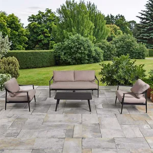 Customized Modern Luxury Lounge Aluminum Garden Furniture Outdoor Metal Sofa Set with Fabric for Courtyards