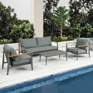 France Style Outdoor Aluminum Garden Furniture Modern Single and 3-Seater Sofas for Balcony