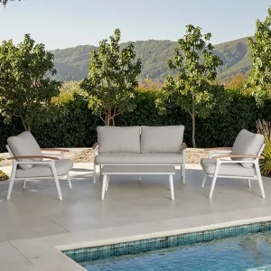 Garden Patio Furniture Teak Wood 2-Seater Outdoor Lounge Sofa Single Sofa Fabric for Beach Hotel Restaurant Use