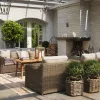 Glendon Custom Modular Combination Garden Outdoor Furniture Sofa Set Rattan Sofa Set Chair Coffee Table