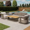 High-End Modern Design Teak Wood Solid Outdoor Garden Sofa Set Luxury Comfortable for Hotel Villa Courtyard Garden Use