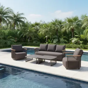 Luxury Modern Aluminum 4 PCS Sofa Set Patio Outdoor Furniture Garden Aluminum Sofa Set