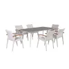 Hot Selling Modern Style 7pcs 6-Seater Aluminum Garden Table Chair Set Patio Outdoor Dining Table Set With Teak Wood for Hotels